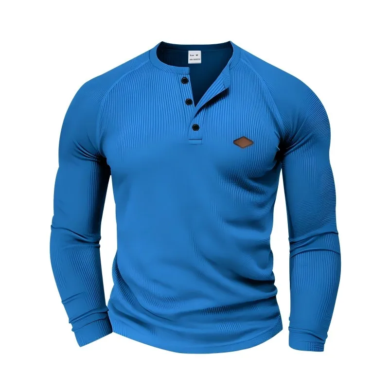 

Повседневная американская тонкая рубашка-поло с вафельным плетением и застежкой на пуговицах, быстросохнущая, с длинным рукавом, модная спортивная футболка для весны и осени