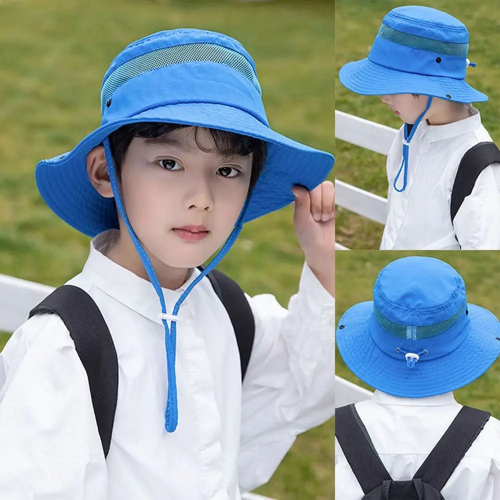 Children Summer Flap Cap Adjustable Wide Brim Cap Boy Girl Bucket Hats UV Protection Outdoor Beach Sun Hat