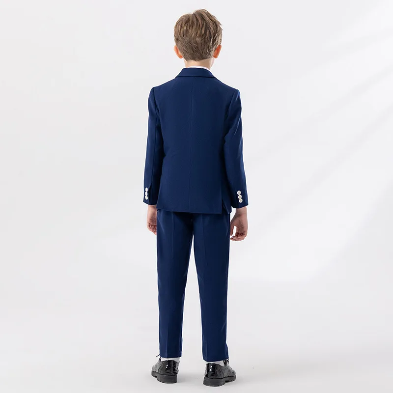 Kids 4Pieces Cerenmony Suit Set With Jacket Vest Pants Bowite Flower Boys Wedding Dress Children Birthday Photography Outfit