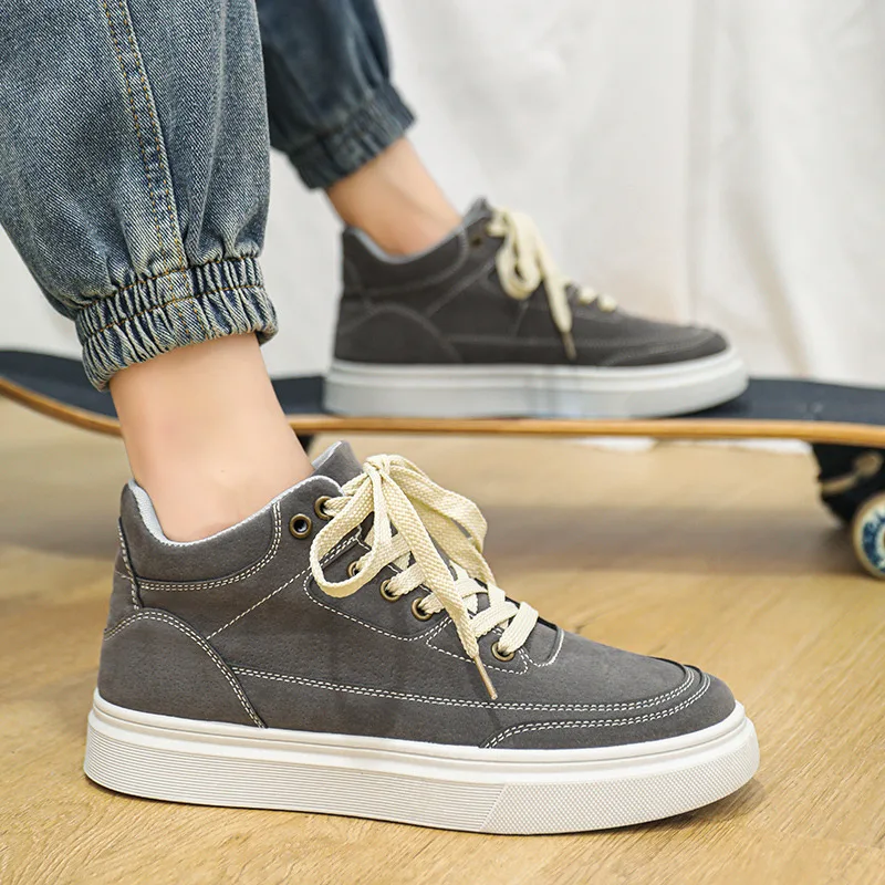 2022 Japanese Harajuku Shoes Canvas Sneakers Men High top Skateboard Shoes Men Platform Flat Sneakers Breathable Mens Trainers