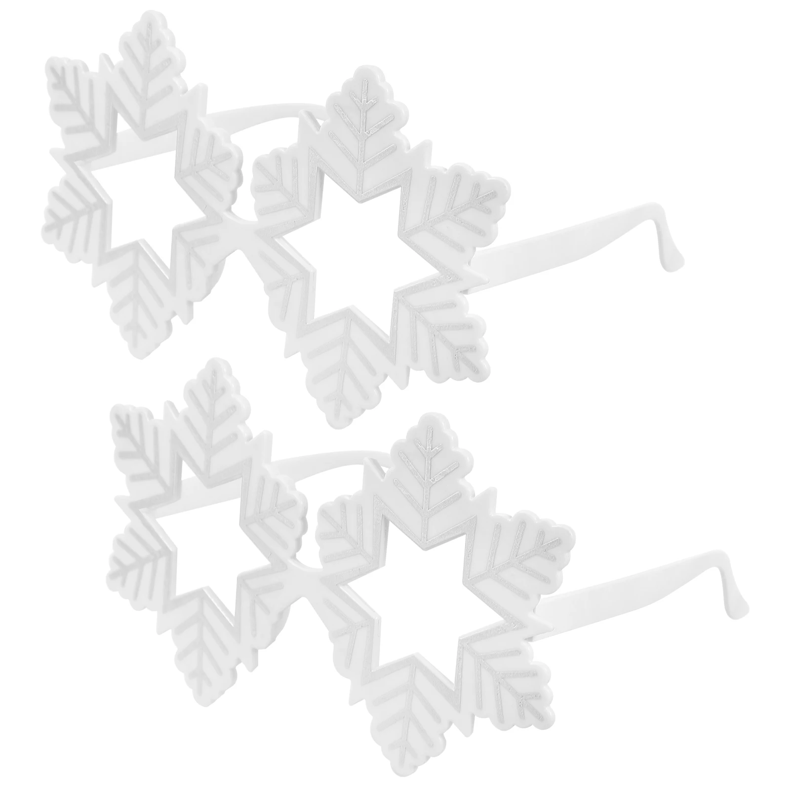 

2Pcs Christmas Glasses Snowflakes Eyewear Holiday Party Props White Frame Decorations Photo Cosplay Christmas Home