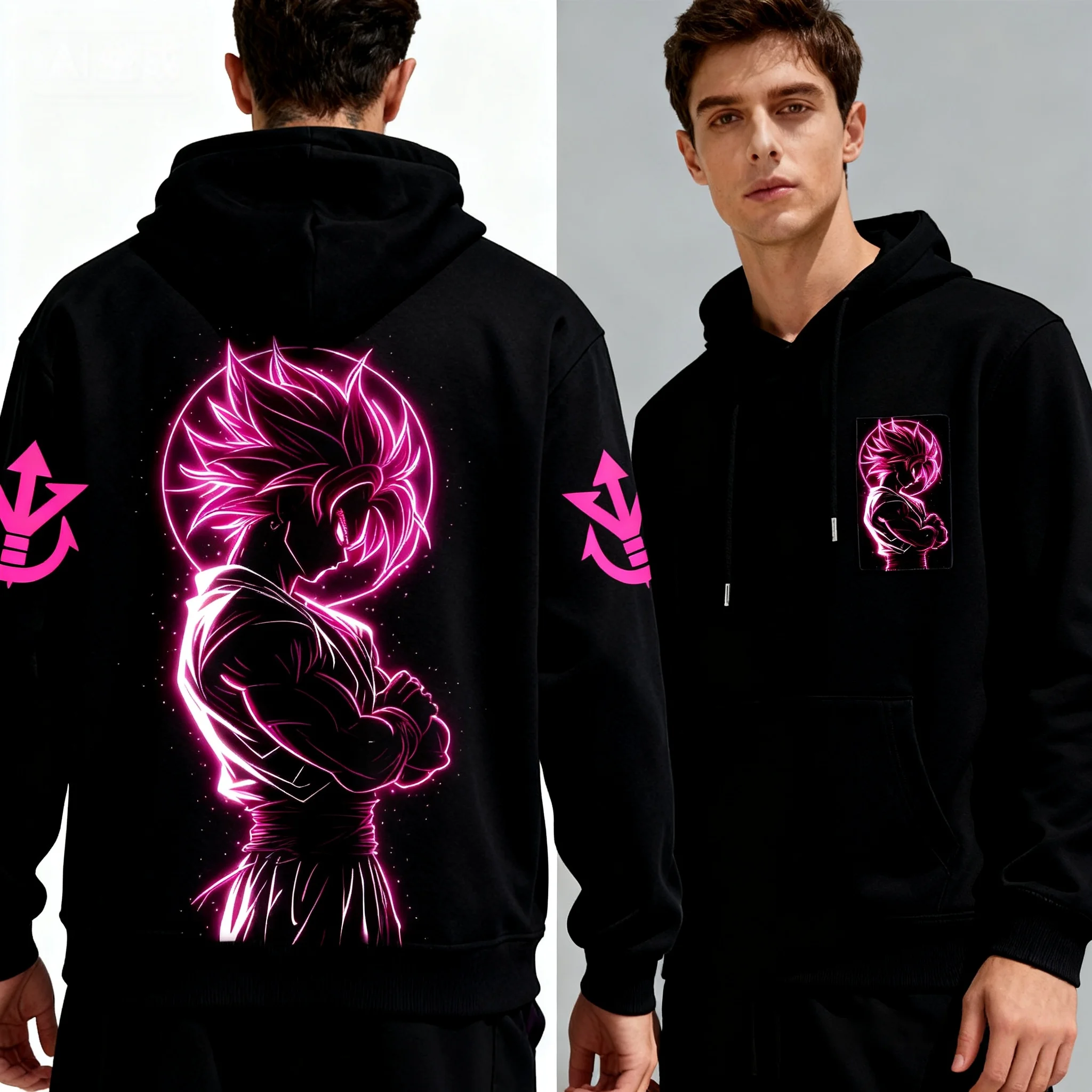 

Bandai Black Anime Hoodie Cotton Zip Up Jacket Dragon Ball Print Warm Lining Winter Wear For Casual Outing And Tourism