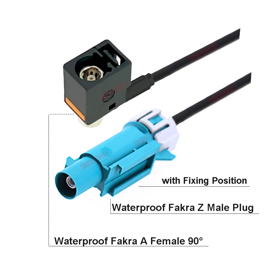 1PCS RG-174 Waterproof Fakra Cable Code Z Male / Female (with Fixing) to Code A Female Right Angle 90° Connector RG174 Cable