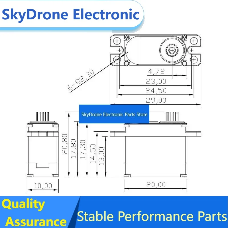 SkyDElKingmax CLS0207M Digital High Voltage Steel Gear Hollow Cup Full Aluminum Case Micro 3kg RC Airplane Servo