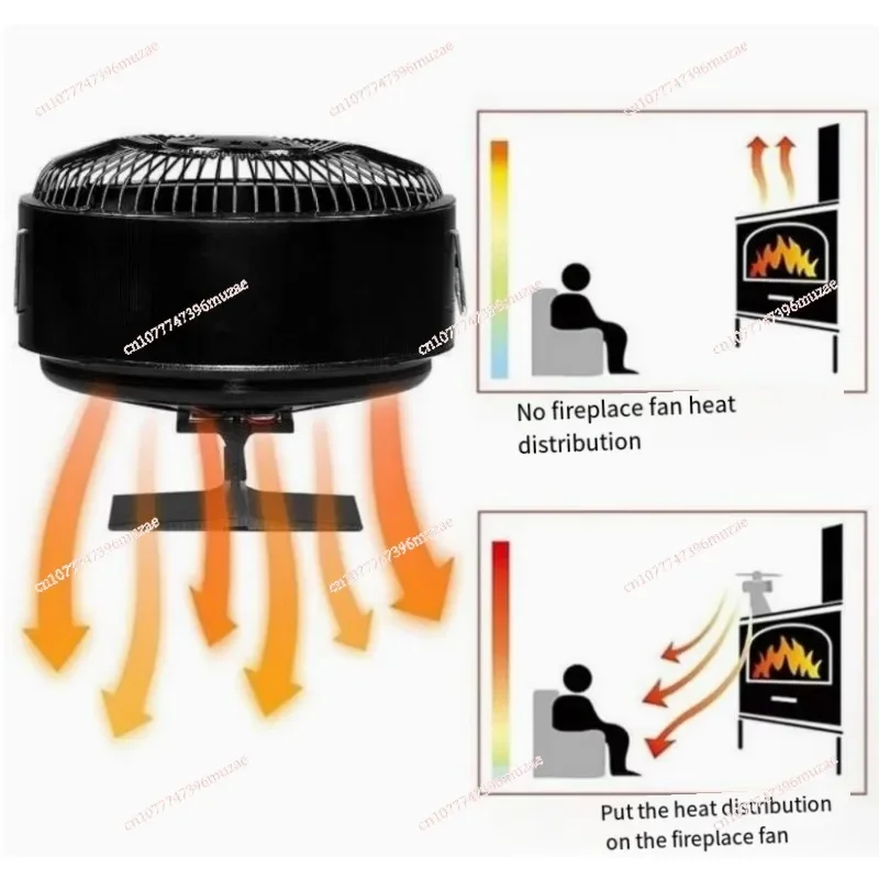 5 Blades Stove Fan Heat Powered Round Log Wood Fireplace Fan Burner Quiet Free-standing Home Warmer Efficient Heat Distribution