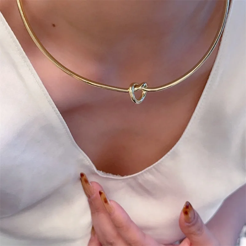 Minar High Quality Hollow Out Knotted Open Adjustable Torques for Women Mujer 18K Gold Silver PVD Plating Titanium Steel Chokers
