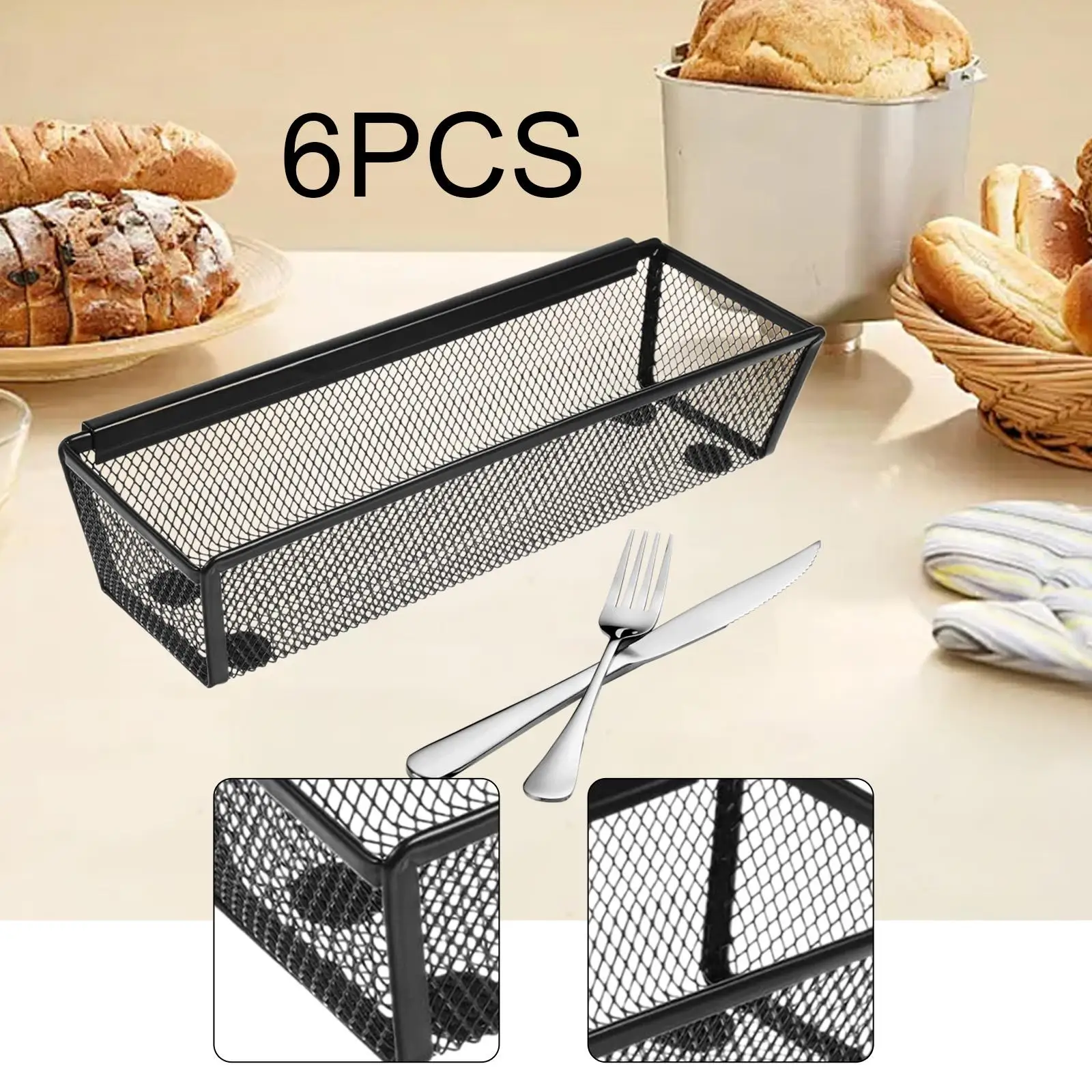 

6 Pieces Drawer Organizer Mesh Utensil Tray Multipurpose Cutlery Tray Silverware Organizer for Dorm Bedroom Kitchen Tableware