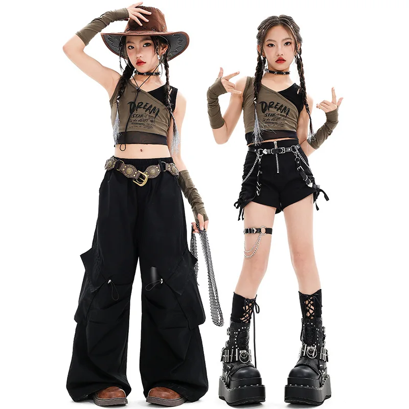 Neue Mädchen Hip Hop Street Dance Kleidung Crop Tops Shorts Hosen Cheerleading Dance Performance Kostüm Gruppe Bühne Jazz Dance Anzug