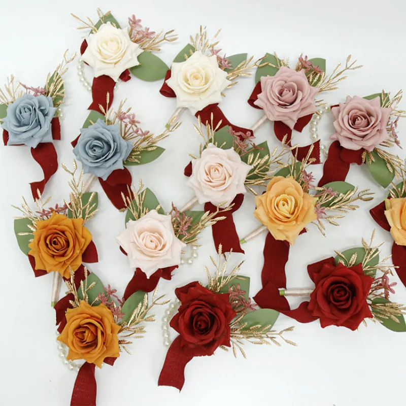 Nieuwe Rose Kunstmatige Bloemen Accesorios Para Boda Bruidsmeisje Wedding Boutonnières Huwelijk Bruidsjonkers Accessoires