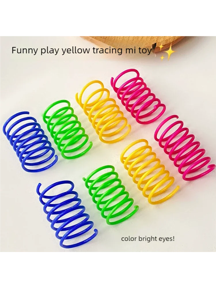 Colorful Plastic Spring Cat Toy Interactive Jumping Pet Toy For Cats Self-Playing Fun Elastic Chew Resistant Pet Amusement Toy gallery 2