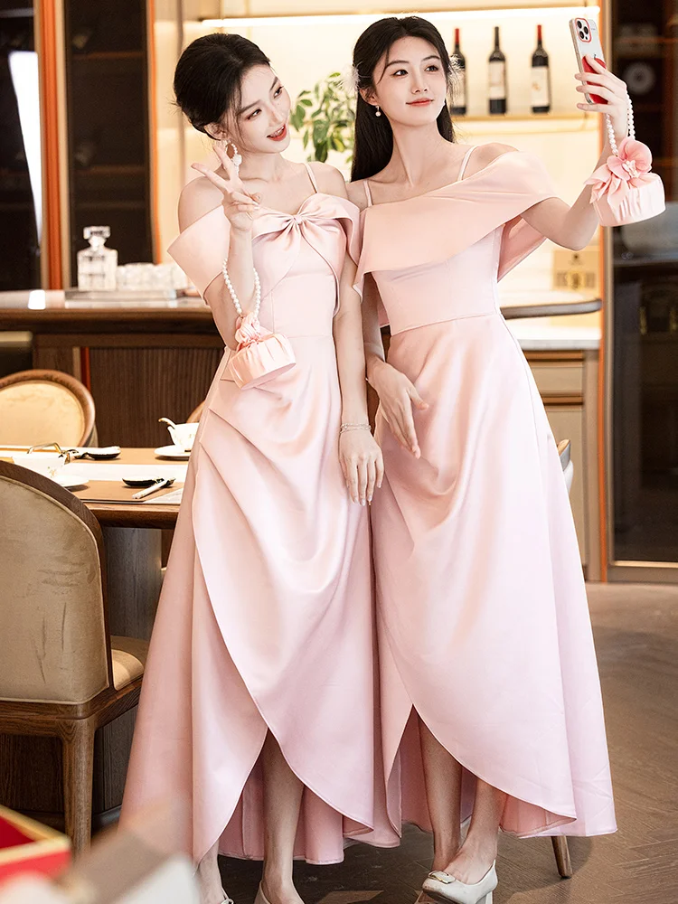 

Maids of Formal Dres Slimming Faionable Sister Gang High Waist Strapl Long Evening Gowns for Women