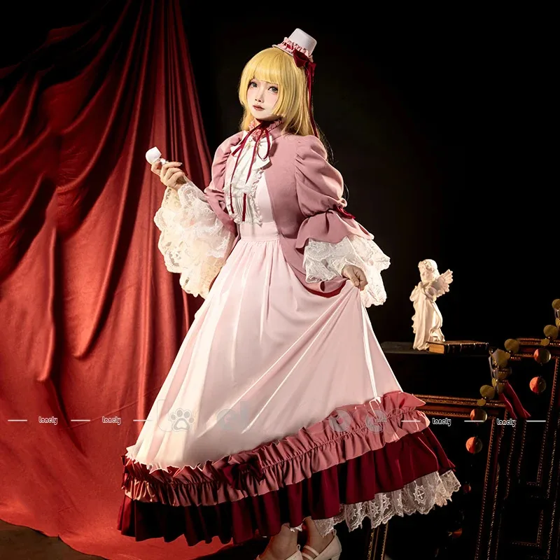 

ff34Victorique de Blois Косплей Костюм Парик Аниме Голик Розовое Платье Горничная Лолита Униформа Плащ Шпилька Хэллоуин Вечеринка Девушки Женщины