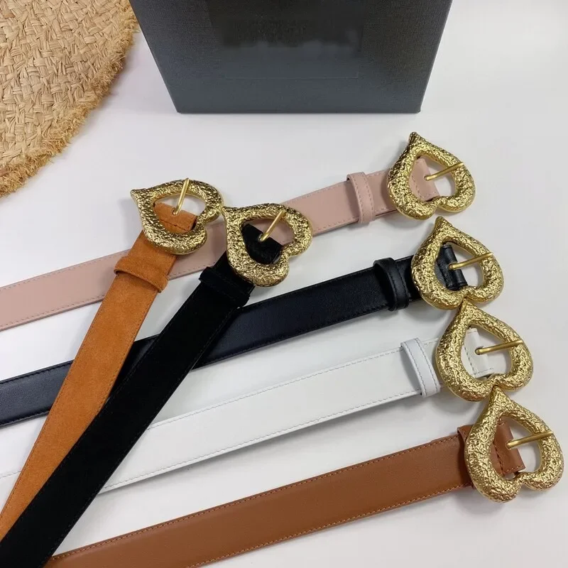 

Women's leather waistband Suede leather 3.0 versatile women's waistband jeans Heart-shaped copper needle buckle belt