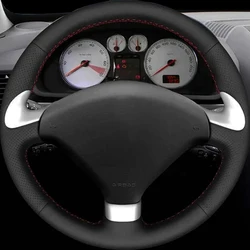 DIY Black Faux Leather Car Accessories Steering Wheel Cover For Peugeot 307 CC 2004-2009 307 SW 2004-2009 407 407 SW 2004-2009