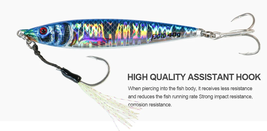 Fjord Metall Jig 20g 30g 40g 60g 3D-Druck Shore Casting Seefischerei Jigs Forelle Thunfisch Bass Salzwasser Angeln neue Köder liefert – Detail 6