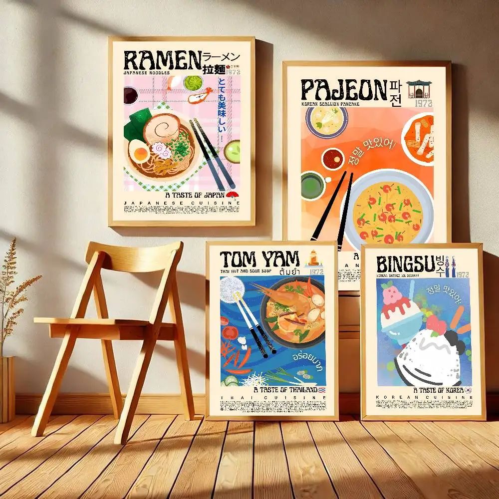 Pósteres adhesivos de película de comida, pegatina de papel Kraft Retro, bricolaje, habitación, Bar, cafetería, arte estético, pintura de pared