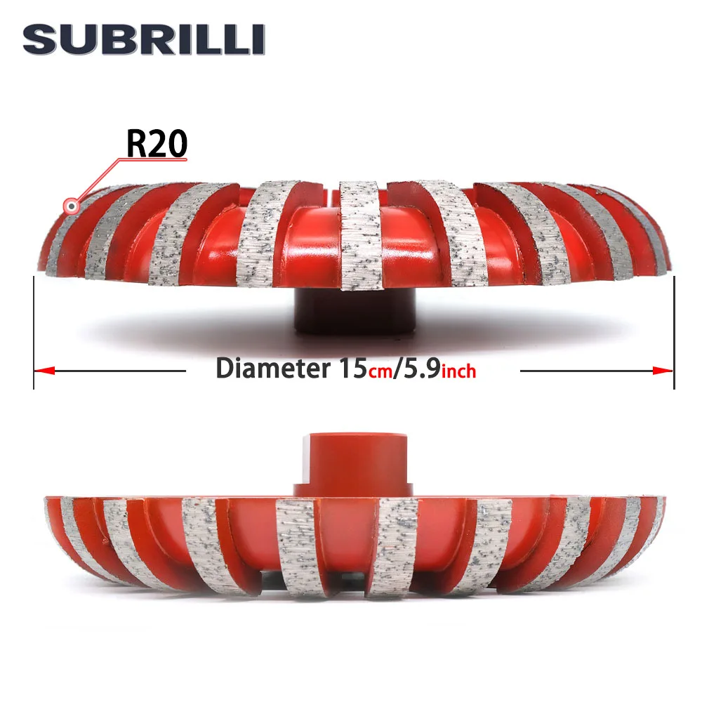 SUBRILLI 6inch 40# Segmented Diamond Radius Cove Grinding Wheel 150mm Grinding Disc
