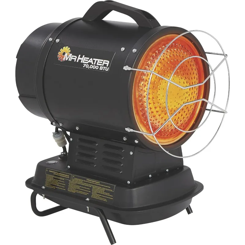 Mr. Heater MH70KTFR 70,000 BTU Portable Kerosene Radiant Heater with Quiet Burner Technology for Jobsites, Workshops