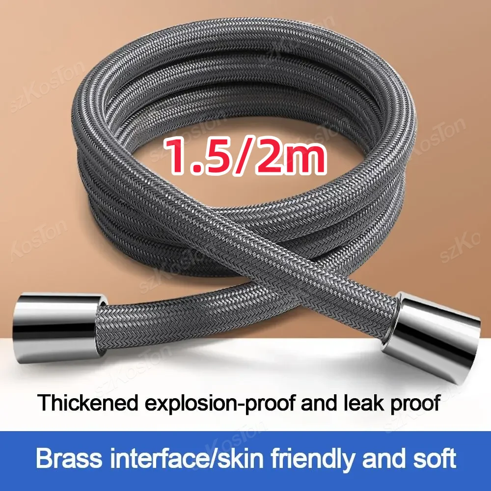 Bathroom Nylon High Pressure Flexible Smooth 1.5/2.0 Meter Shower Hose Flexible Handheld Anti Winding GI/2 Universal Pipe Tube