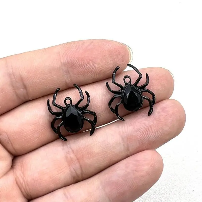 10pcs Spider Pendant Gothic Tarantula Pendants Necklace Charms For Handbags Key Chain Accessories DIY Jewelry Making Gifts