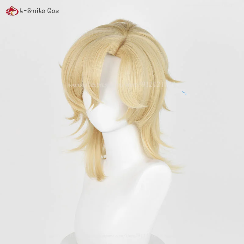 Parrucca Anime Cosplay avventurina di alta qualità 40cm costumi dorati corti parrucche capelli sintetici resistenti al calore parrucche per feste di Halloween