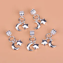 S925 Sterling silver Pop Jewelry Handmade diy beaded bracelet necklace Star and Moon pendant accessories for women