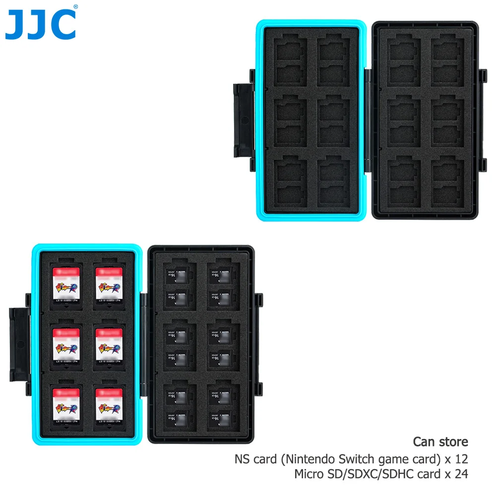 JJC 36 Slots Memory Card Case Memory Card Wallet for 24 Micro SD SDXC SDHC Cards And 12 NS Card Nintendo Switch Game Card Case