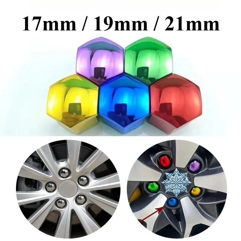 20pcs 17mm, 19mm, 21mm  Universal Auto Parts Tire Screw Caps, Wheel Hub Decorative Plastic Shell Nut Protective Covers