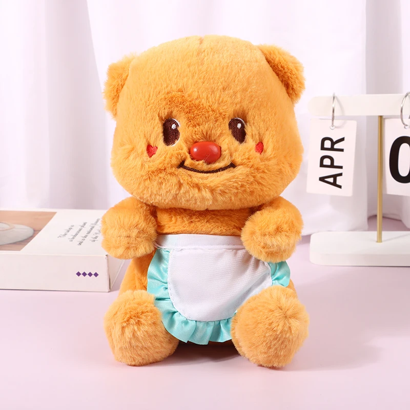 

1PC DIY Decoration Kawaii Doll Butter Bear Plush Toy Stuffed Brown Bear Apron Dressing Bear For Kids Birthday Gift