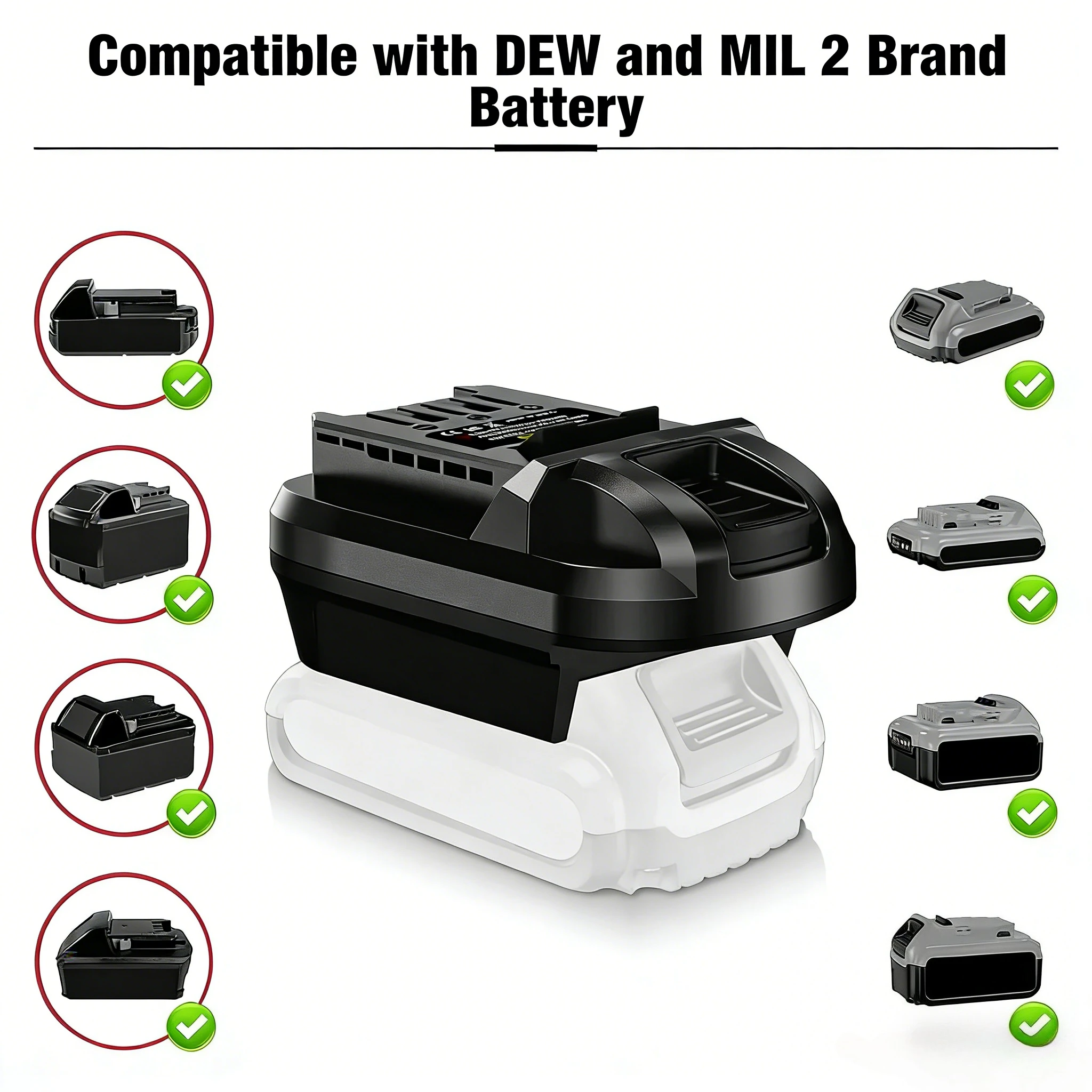 

Адаптер для аккумуляторов DM20SKL: преобразует литий-ионные батареи Dewalt 20V и Milwaukee 18V в батареи SKIL 20V для электроинструментов и дрелей