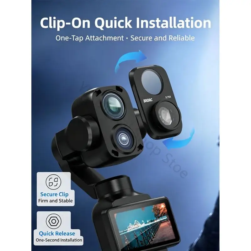96BA 115° Kamera-Weitwinkelobjektiv, kompatibel mit Pocket 4P, Quick Twist Opticals Glas-Zusatz für Selfie-Videos und Reisen – Detail 8