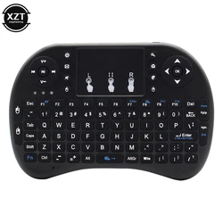 Podświetlany angielski rosyjski arabski hiszpania hebrajski 2.4G Air Mouse TV Box z androidem PC i8 Mini klawiatura bezprzewodowa pilot dotykowy