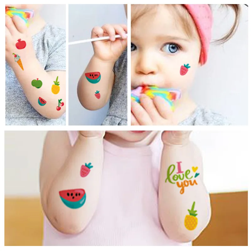 10 children\'s tattoo stickers boys and girls funny cute cartoon watermelon pineapple vegetable series tattoo stickers