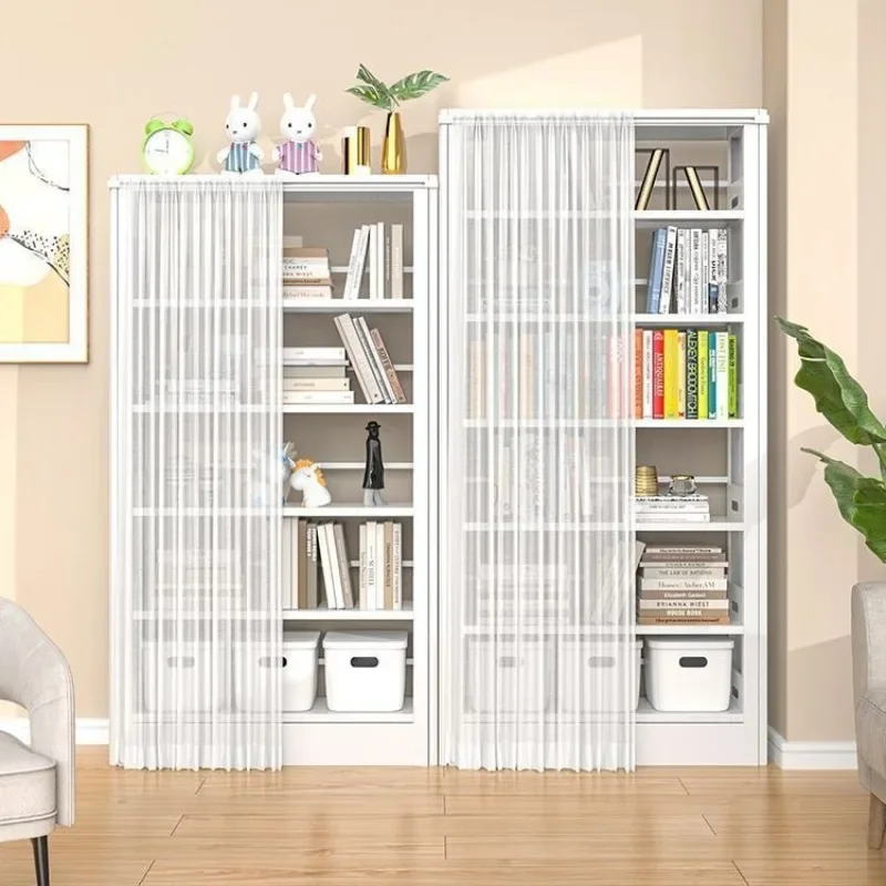 Estantería doméstica a prueba de polvo con cortina, libros ilustrados de biblioteca, estante de almacenamiento para sala de estar, dormitorio de piso a techo