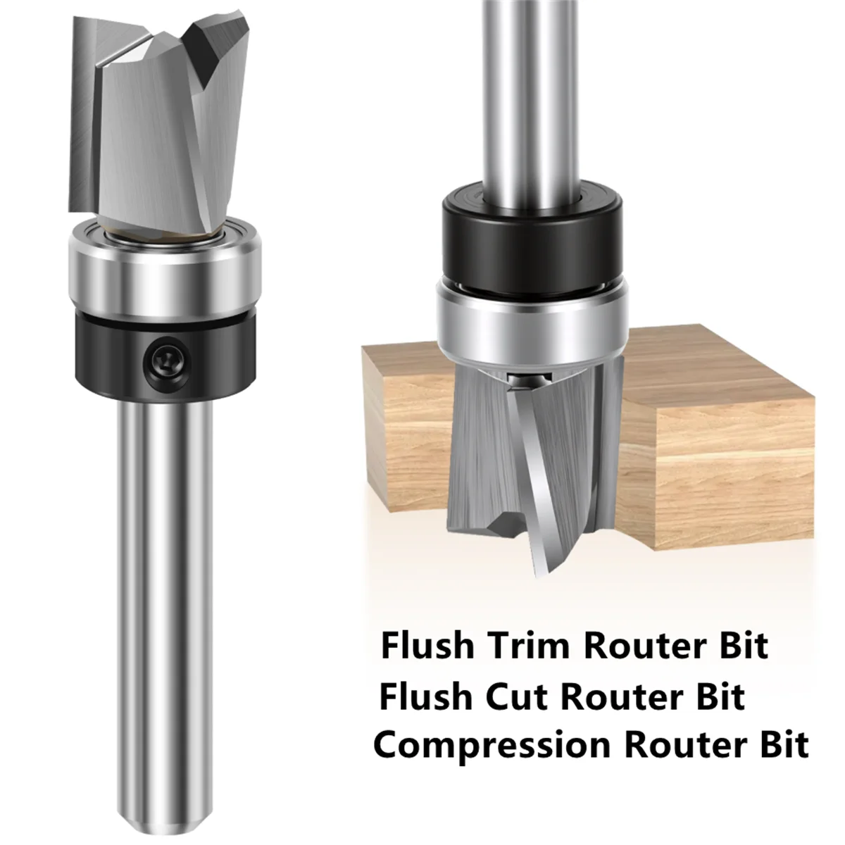 

6mm Biaxial Trimming Tool Double Bearing Carbide Flush Trim Router Bit for wood Carving Cutter Milling Cutter Woodworking Tools
