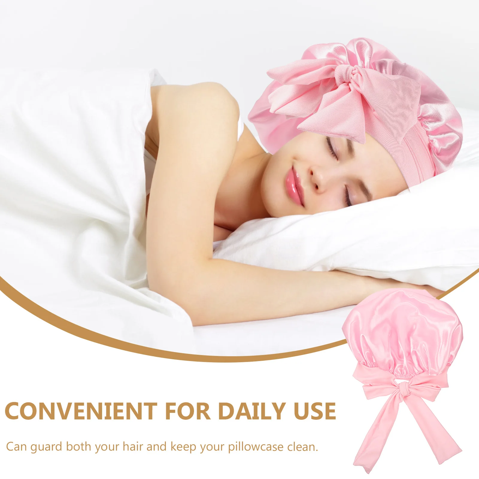 

Satin Bonnet Portable Bathing Hat Miss Coverings Big Size Long Hair Sleep Salon Care Cleaning Satin Bow Tie B Curly