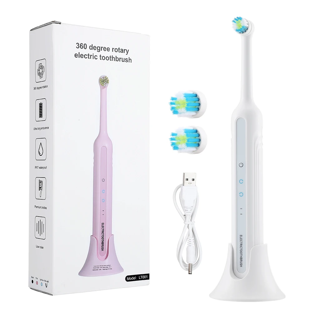 Sonic Electric Toothbrush 360 Degree Rotary Brushing USB Rechargeable Electric Tooth Brush for Dental Whitening Cleaning Adults