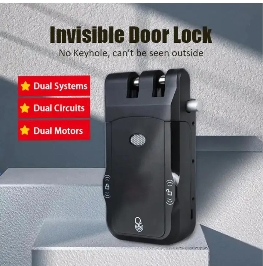 

Dual Systems Dual Motors Smart Invisible Door Lock Keyless Entry Home Security Remote Control