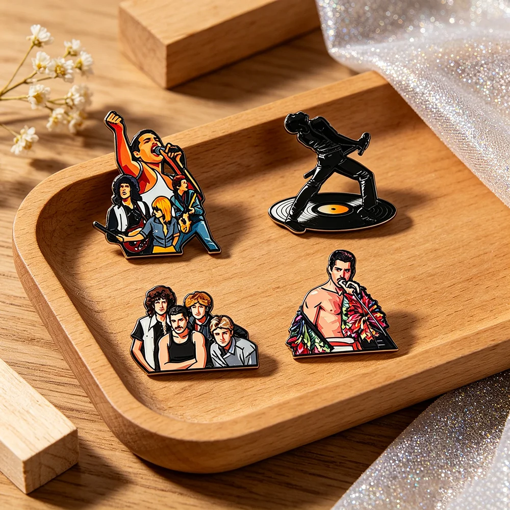 4pcs Classic Rock Band Enamel - Vintage Brooch Pin 评论和价格