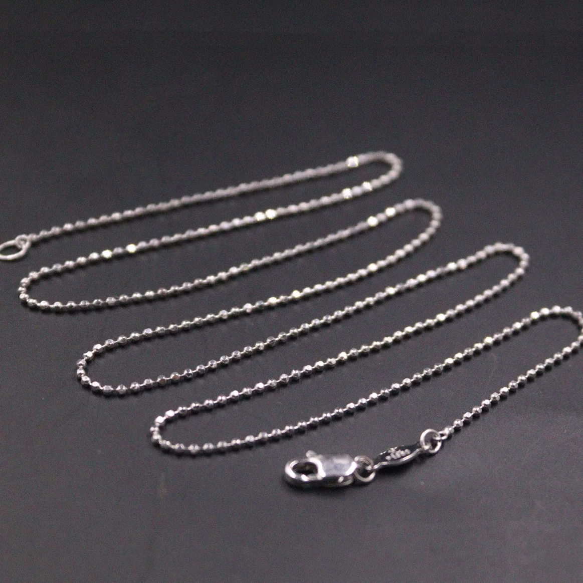 

PT950 Pure Solid Platinum 950 Necklace For Women Carved Beaded Chain Link 45cmL Gift Jewelry