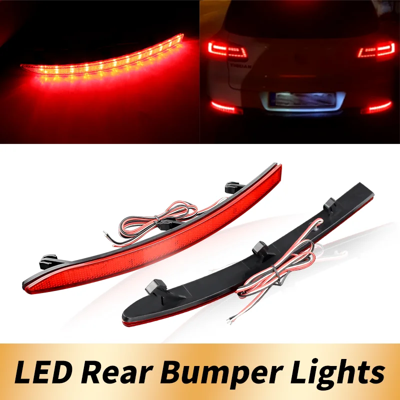 2PCS Rear Reflector Bumper Brake Lights Fog Lamps For VW Tiguan 2008 2009 2010 2011 2012 2013 2014 2015 2016 5N0945105 5N0945106