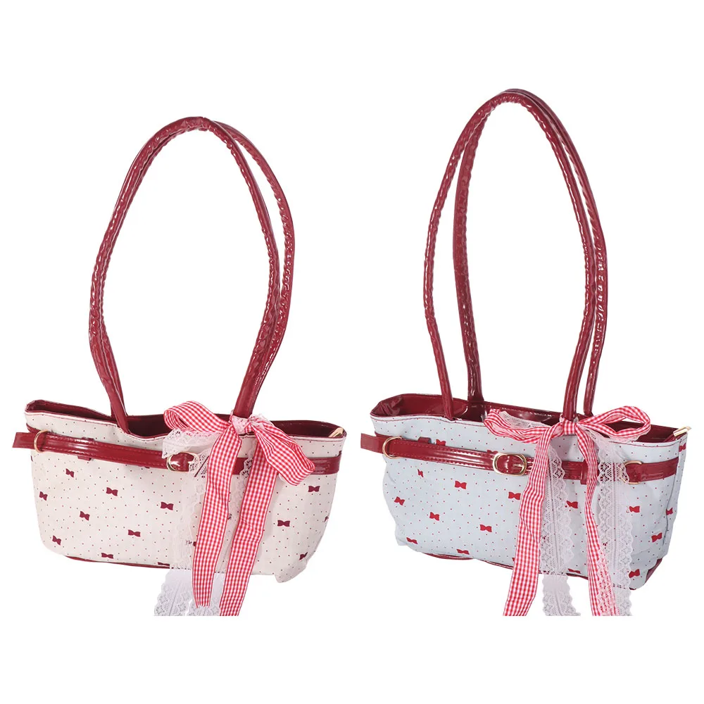 

Милая французская большая сумка для покупок с кружевной лентой, большая вместительная сумка из искусственной кожи с бантом, текстурированная сумка в корейском стиле, сумки для подмышек на каждый день