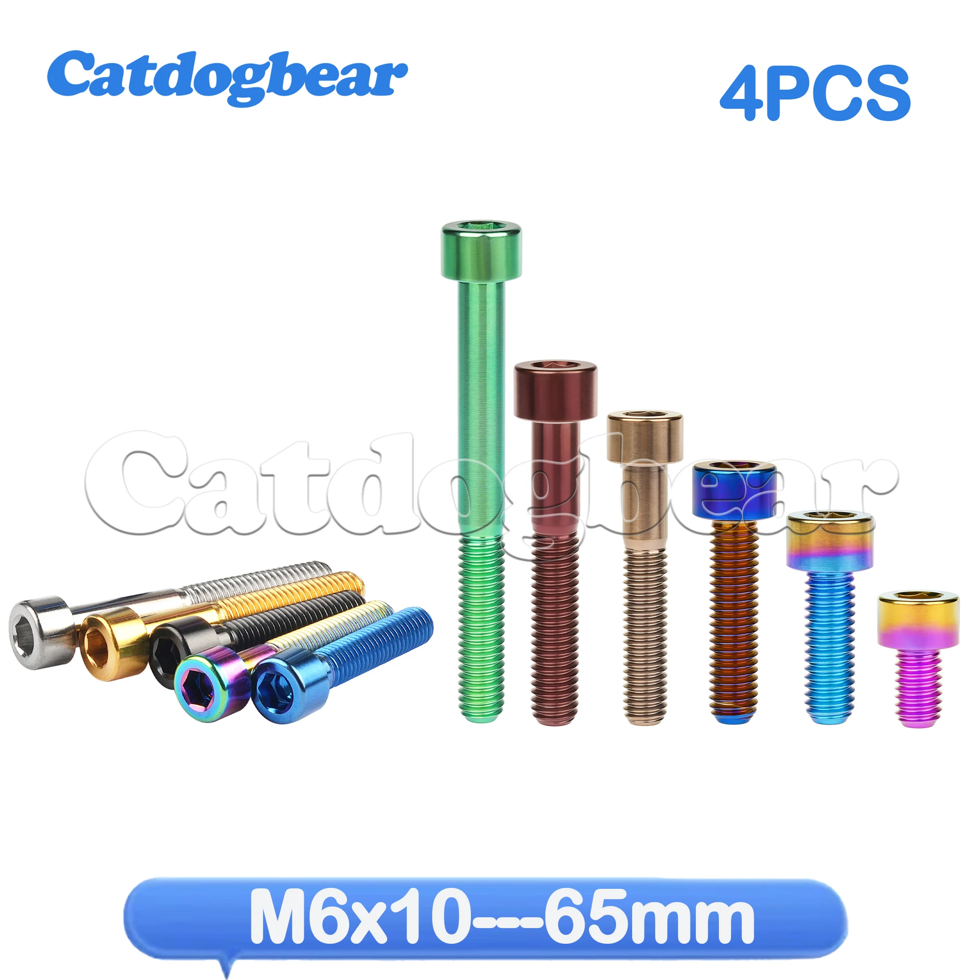

Catdogbear 4PCS Titanium Bolts M6x10 -- 65mm Allen Head Screw for Bike Disc