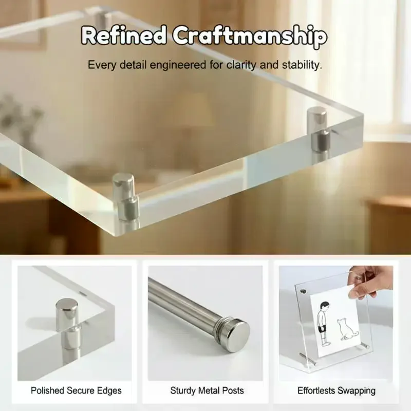 6-inch/7-inch/A4 Crystal Clear Acrylic Photo Frames For Postcards Photos Ticket Stubs And Displays