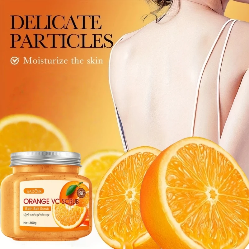 350g Fresh Orange Vc Exfoliating Scrub, with Gentle and Fine Exfoliating Particles, Cleanses the Skin, Removes Dirt and Oil, Improves Rough Skin Texture, Makes Skin Smooth, Delicate, and Radiant, Suitable for All Skin Types