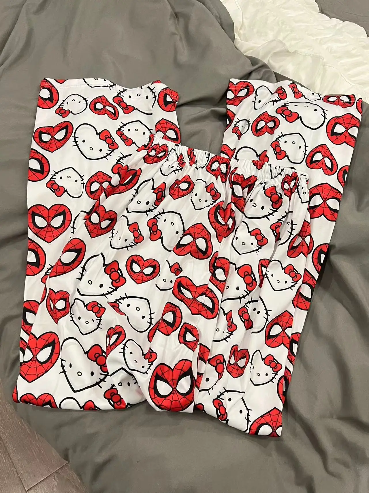 Hello Kitty Spider-man Katoen Losse Dames Pyjamabroek Pyjamabroek Dames Heren Cartoon Slaapbroeken Lounge Wear Meisjesslaap