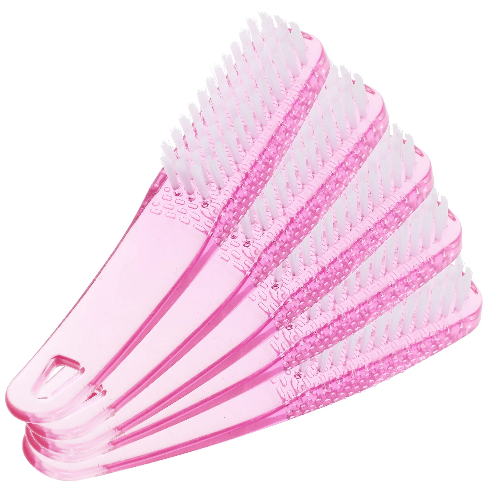 

5pcs Nail Brush Soft Bristle Pink Clean Up Fingernail Dust Scrub Foot Cleaner Manicure Brushes For Cleaning Under Nails