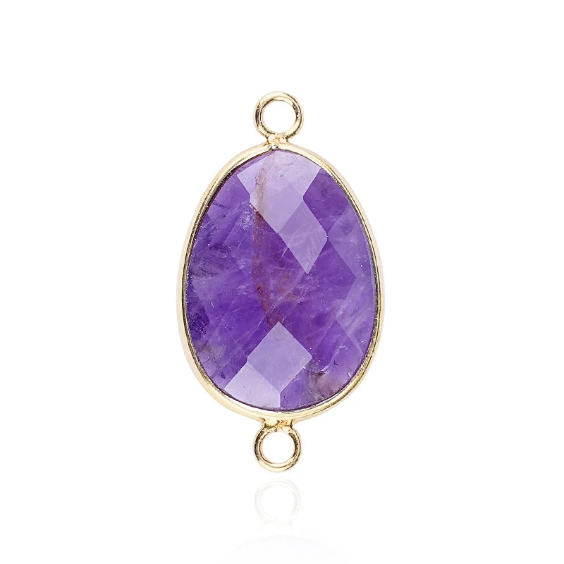 1pc Double Sided Faceted Natural Stone Slice Charm Pendants Connector for Jewelry Making DIY Earring Necklace Bracelet image 5