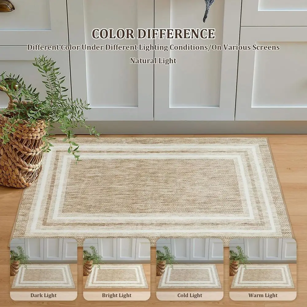 Karpet Modern Berbatas 3x5 Kaki yang Dapat Dicuci - Alas Anti-Selip untuk Ruang Tamu, Kamar Tidur, Pintu Masuk, dan Kamar Mandi - Lembut, Tidak Rontok, Aksen Khusus