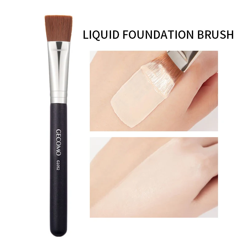 Brocha para base líquida, no come, brocha para máscara en polvo, cabeza plana, base ligera sin rastro, herramientas de maquillaje